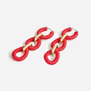NWT Jcrew red raffia wrapped chain link earrings